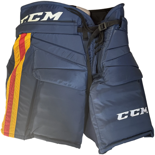 CCM HPG12A - New Pro Stock Hockey Goalie Pants (Navy/Yellow/Red)